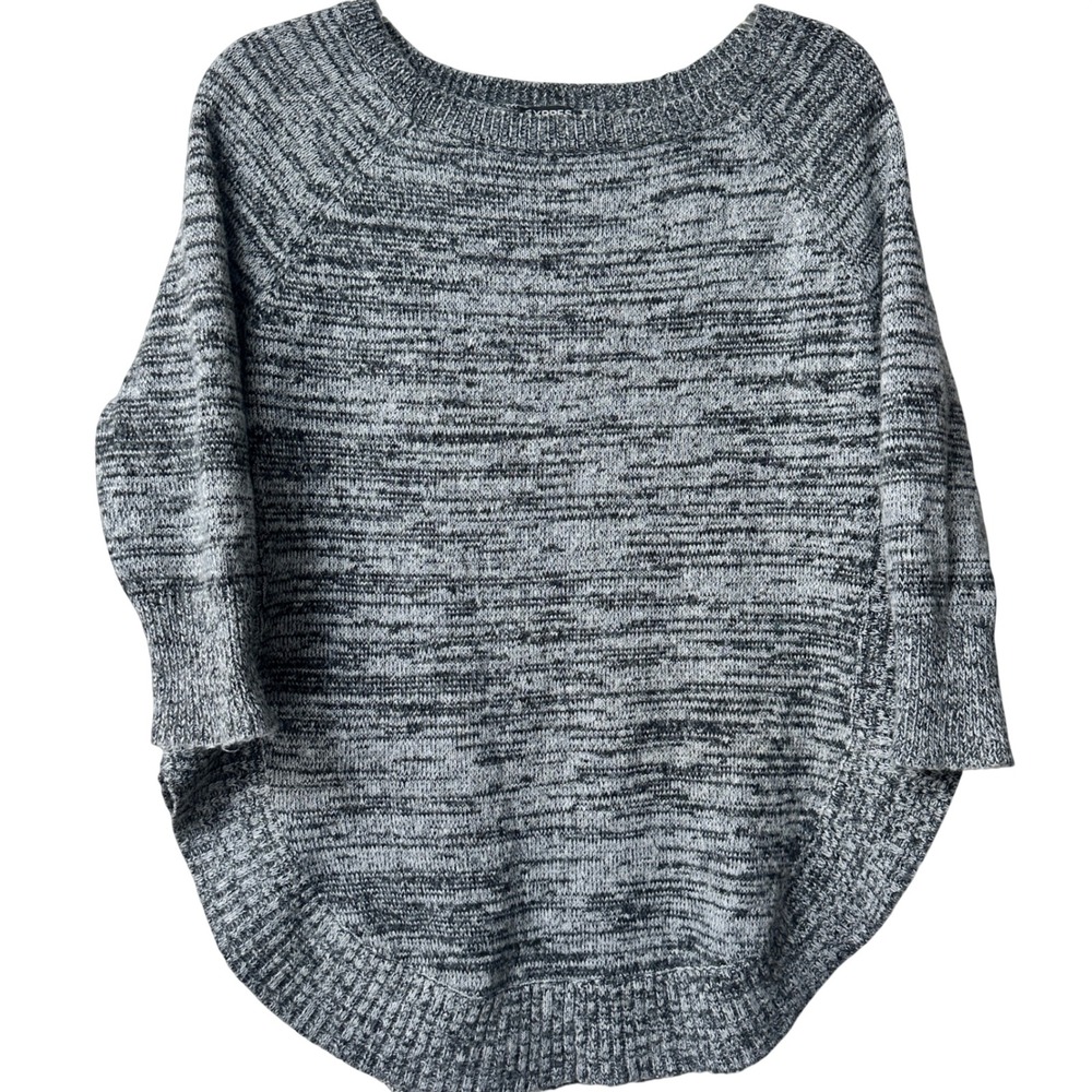 Express Womens Sweater Size Small 3/4 Sleeve Minimalist Gray Black